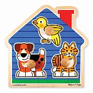 MELISSA & DOUG Wooden Jumbo Knob Puzzle: HOUSE PETS