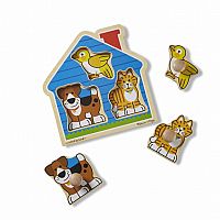 MELISSA & DOUG Wooden Jumbo Knob Puzzle: HOUSE PETS