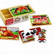 MELISSA & DOUG  4 in 1 Wooden Jigsaw Box: FARM ANIMALS