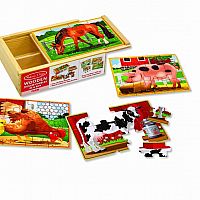 Melissa & Doug 4-in-1 Wooden Jigsaw Box: Farm Animals