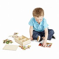 Melissa & Doug 4-in-1 Wooden Jigsaw Box: Farm Animals