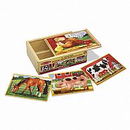 Melissa & Doug 4-in-1 Wooden Jigsaw Box: Farm Animals