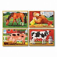 Melissa & Doug 4-in-1 Wooden Jigsaw Box: Farm Animals