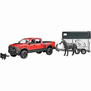 Bruder RAM 2500 Power Wagon with horse trailer and horse