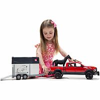 Bruder RAM 2500 Power Wagon with horse trailer and horse