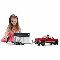 Bruder RAM 2500 Power Wagon with horse trailer and horse
