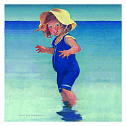 T.J. Whitneys Card: Girl with Sunhat at Beach