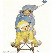 T.J. Whitneys Card: Children on Sled