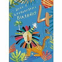 "Four Today" Lion Birthday Card