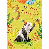 "Three Today" Panda Birthday Card