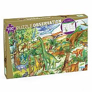 Djeco 100 Piece Observation Puzzle & Booklet: Dinosaurs