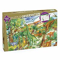 Djeco 100 Piece Observation Puzzle & Booklet: Dinosaurs