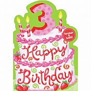Age 3 Strawberry Cake Birthday Card