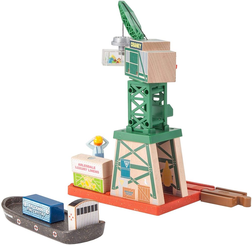 Thomas and friends cranky at the shop docks