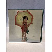 T.J. Whitneys Card: Girl with Frilly Umbrella